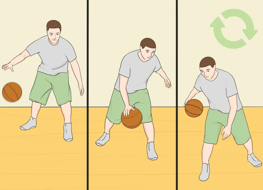 Como driblar uma bola de basquete entre as pernas