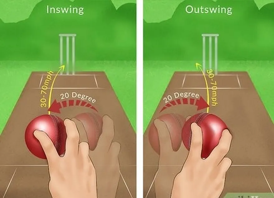 Passo 3 Soltar a bola com a costura a apontar na direção do swing.