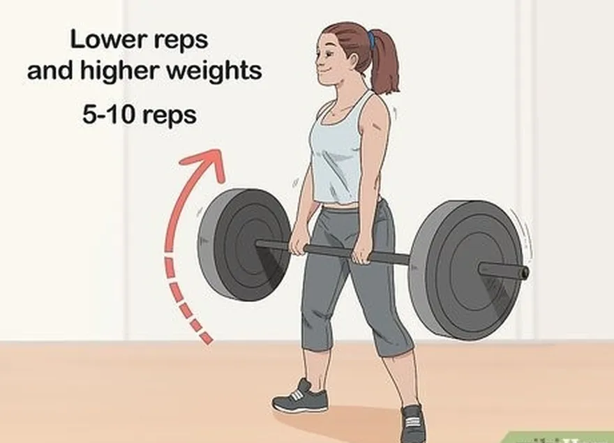 Passo 2 Faça poucas repetições em levantamentos pesados para ganhar força.