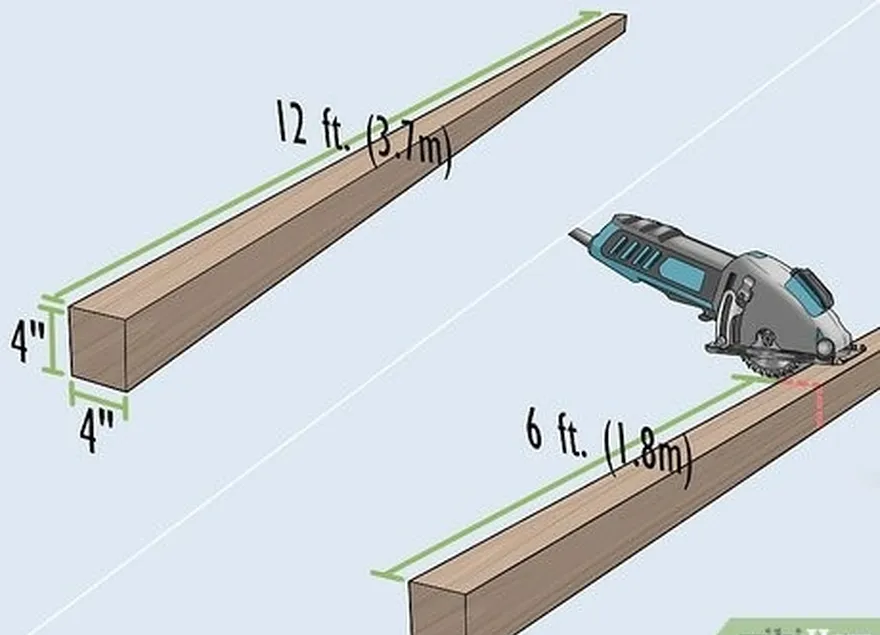 Etapa 1 Corte 2 suportes verticais de modo que eles're 6 ft (1.8 m) long.