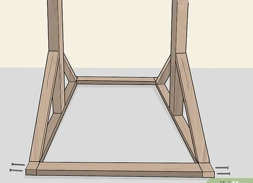 Etapa 1 Instale duas barras transversais entre as peças dos pés para obter estabilidade adicional.