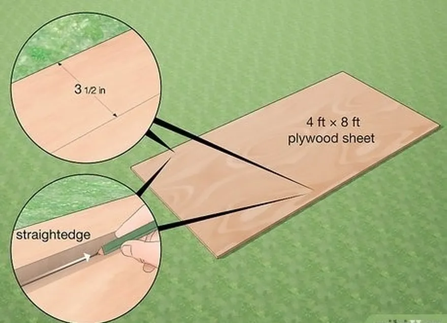 Passo 1 Desenhe linhas numa folha de contraplacado a 8,9 cm das extremidades longas.