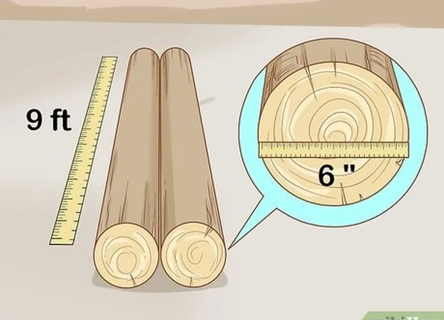 Passo 2 Encontre dois troncos de 2,7 m (9 pés) com cerca de 15 cm (6 polegadas) de espessura.