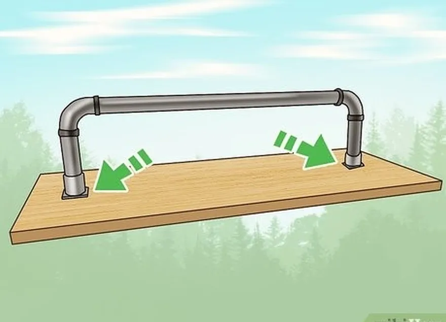 Passo 7 Fixe os flanges à tábua com parafusos de madeira.