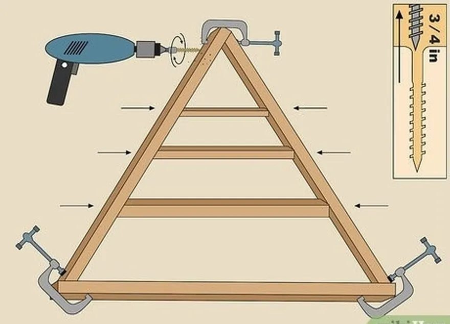 Passo 3 Fixe as tábuas e faça furos piloto através delas.