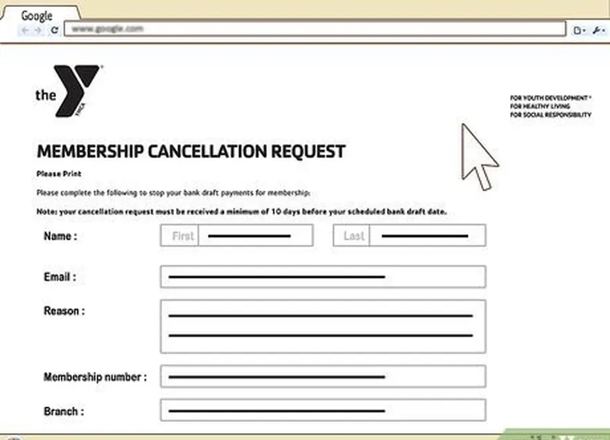 Passo 1 Preencher um formulário de cancelamento.