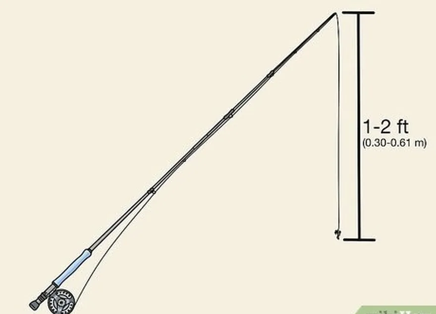 Etapa 7 Coloque a linha da mosca cerca de 0,30 a 0,61 m (1-2 pés) mais longa do que a vara de pesca.