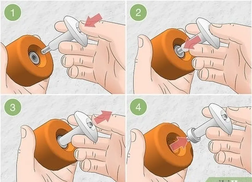 Passo 3 Utilize um removedor de rolamentos para retirar os rolamentos das rodas.