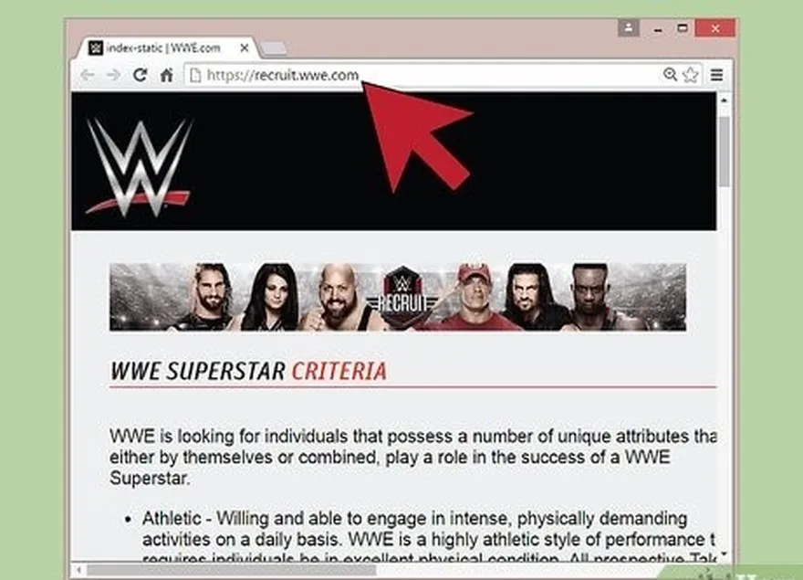 Passo 3 Candidata-te a lutador da WWE em linha.