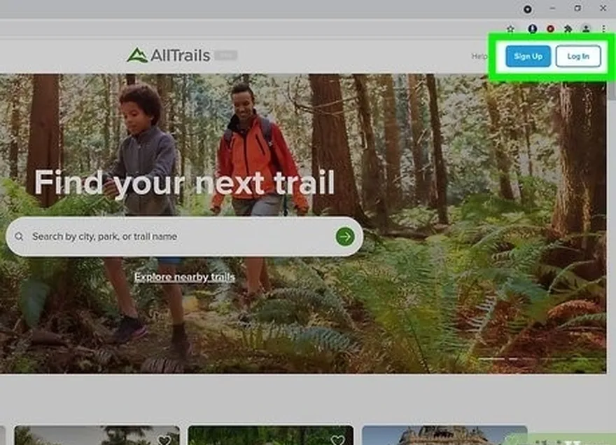 Etapa 1 Acesse o site do AllTrails e faça login ou crie sua conta.