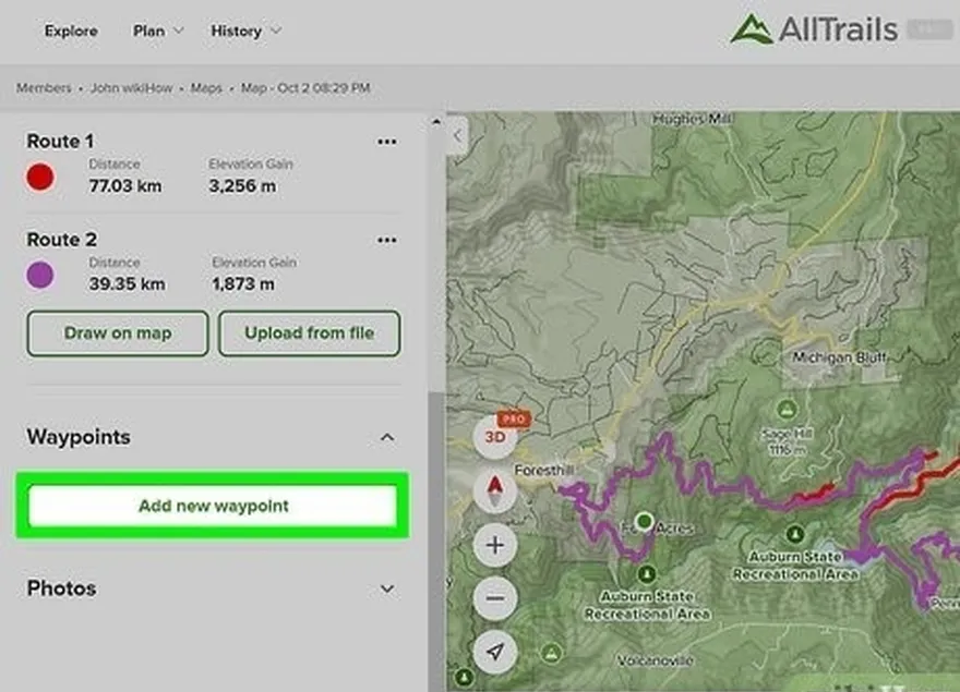 Etapa 1 Adicionar waypoints.