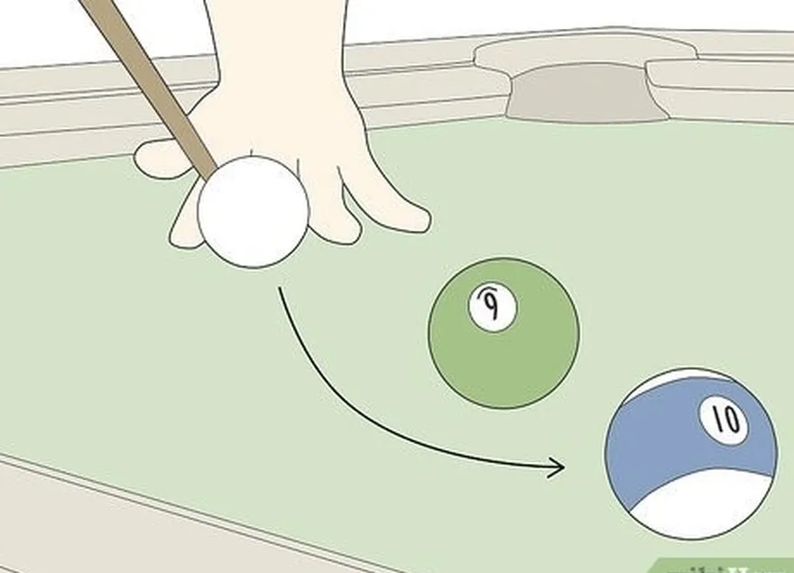 Passo 1 Utilize a tacada em curva para curvar a bola em torno de outra bola que's in the way.