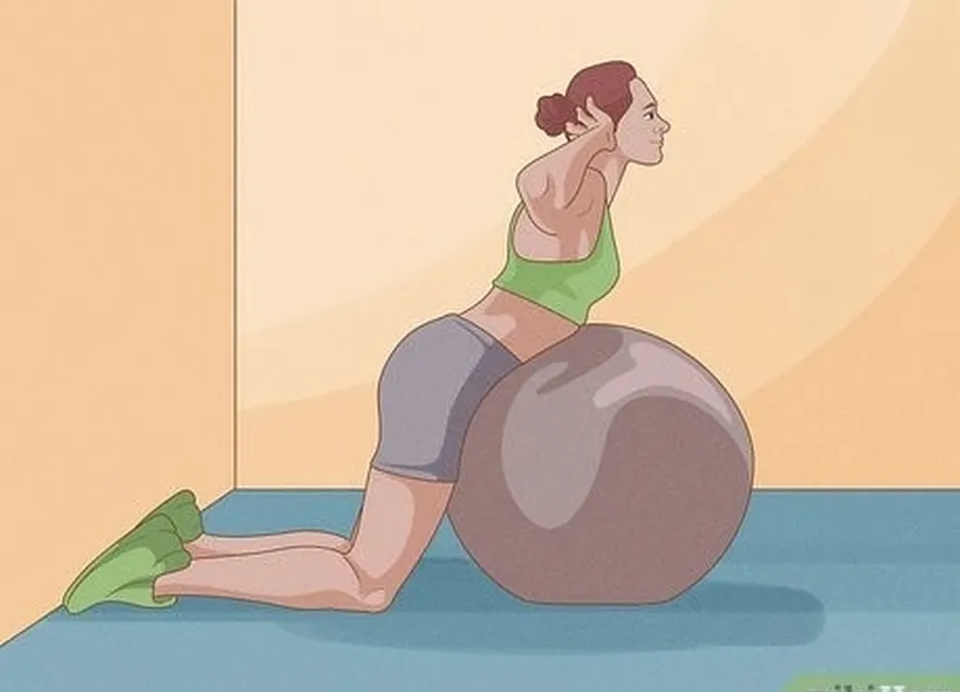 Passo 1 Ajoelhe-se junto a uma parede com uma bola de exercício insuflável.