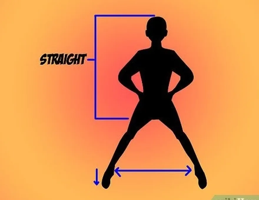 Etapa 1 Fique em pé, em linha reta, e depois afaste as pernas, certificando-se de que seus pés estejam voltados para a frente.