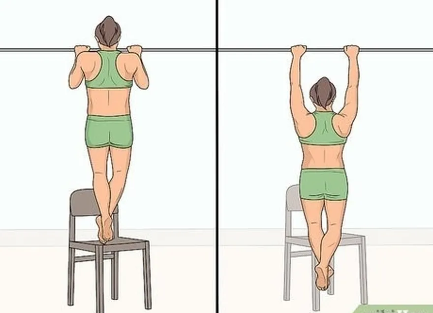 Etapa 3 Pratique abaixar-se da barra fazendo pull-ups negativos.