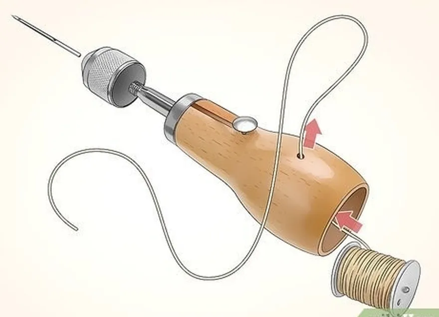 Etapa 2 Passe fio pesado em um furador de costura para fixar as tiras de náilon.