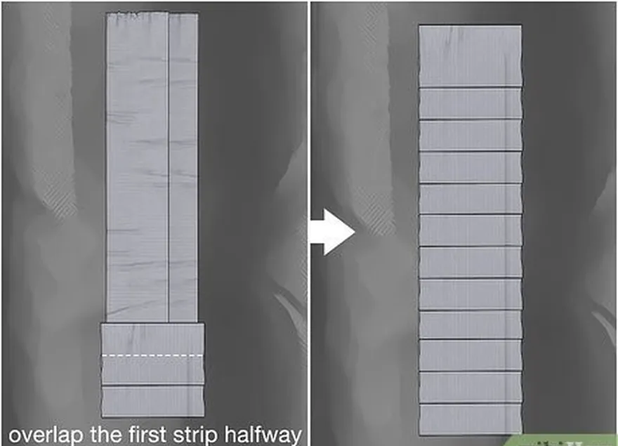Etapa 6 Coloque tiras de fita adesiva horizontalmente sobre as bordas do reparo.