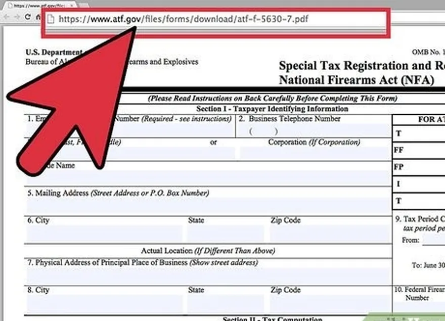 Etapa 1 Preencher o formulário ATF 5630.7.