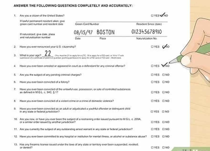 Etapa 6 Preencha o questionário sobre seu status legal.