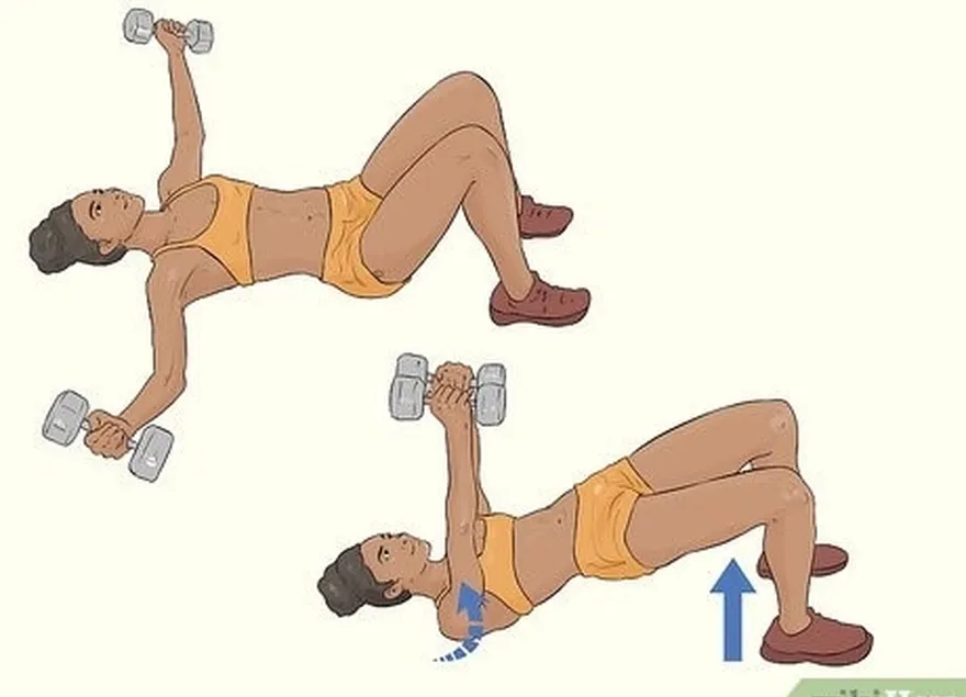 Etapa 4 Faça uma série de 25 exercícios combinados de ponte e mosca no peito.