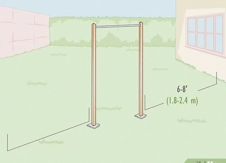 Etapa 2 Coloque as argolas em uma área com pelo menos 1,8 a 2,4 m de espaço livre em cada lado.