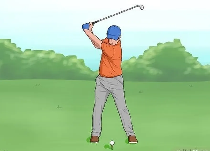 Etapa 3 Levante as mãos atrás da cabeça no backswing.