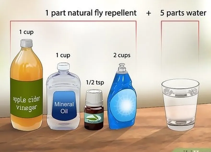 Etapa 2 Faça um repelente de moscas com vinagre, óleo mineral e óleos essenciais perfumados.