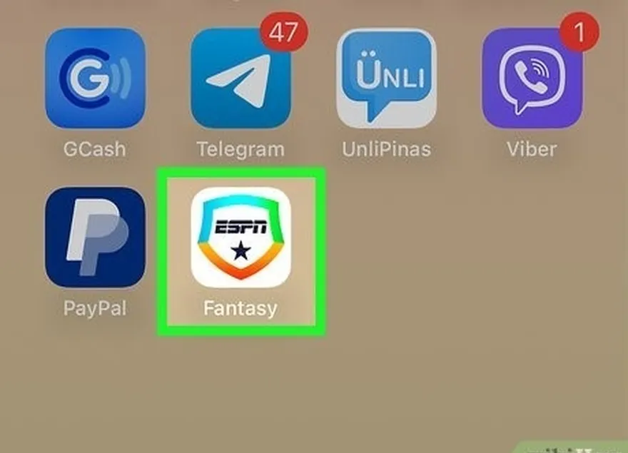 etapa 1 abra o aplicativo espn fantasy.