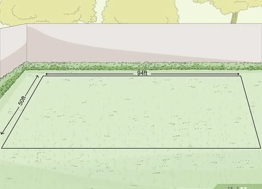 Passo 1: Coloque uma estaca numa área nivelada que's 94 ft × 50 ft (29 m × 15 m) for your court.