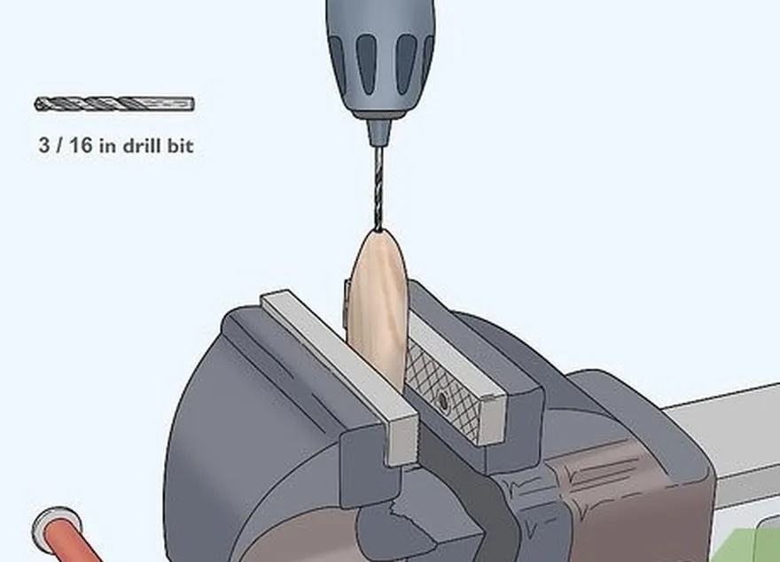 Etapa 8 Faça furos piloto de 0,48 cm (3⁄16 pol.) para o chumbo e os anzóis.