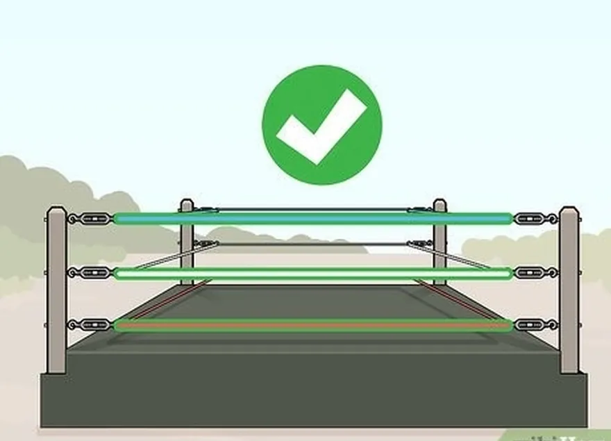 Etapa 2 Passe a corda do ringue de luta livre ao redor do ringue pelos esticadores.