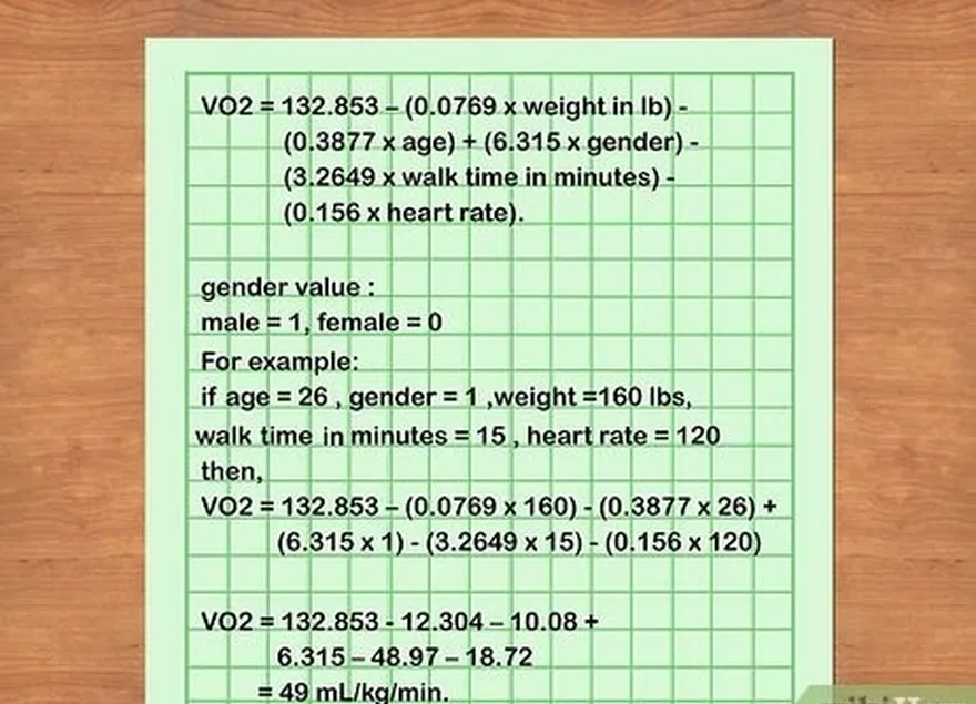 Etapa 4 Calcule seu VO2 máximo usando a seguinte equação: