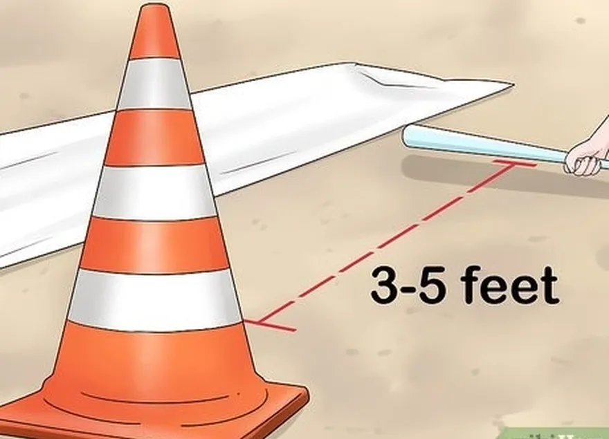 Etapa 4 Coloque um marcador a uma distância de 0,91 a 1,52 m (3 a 5 pés) da base como marca de início do deslizamento.