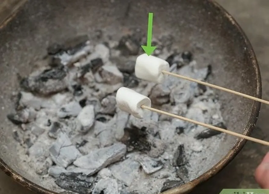 Etapa 4 Assar o marshmallow na brasa.