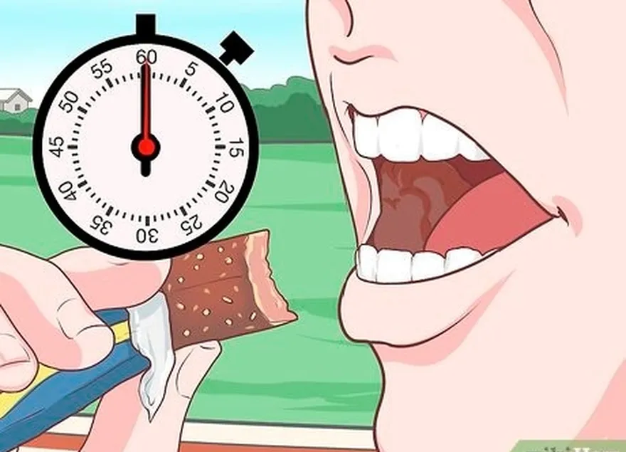 etapa 7 faça um pequeno lanche, como uma barra energética ou géis energéticos, depois de aproximadamente 45 a 60 minutos.