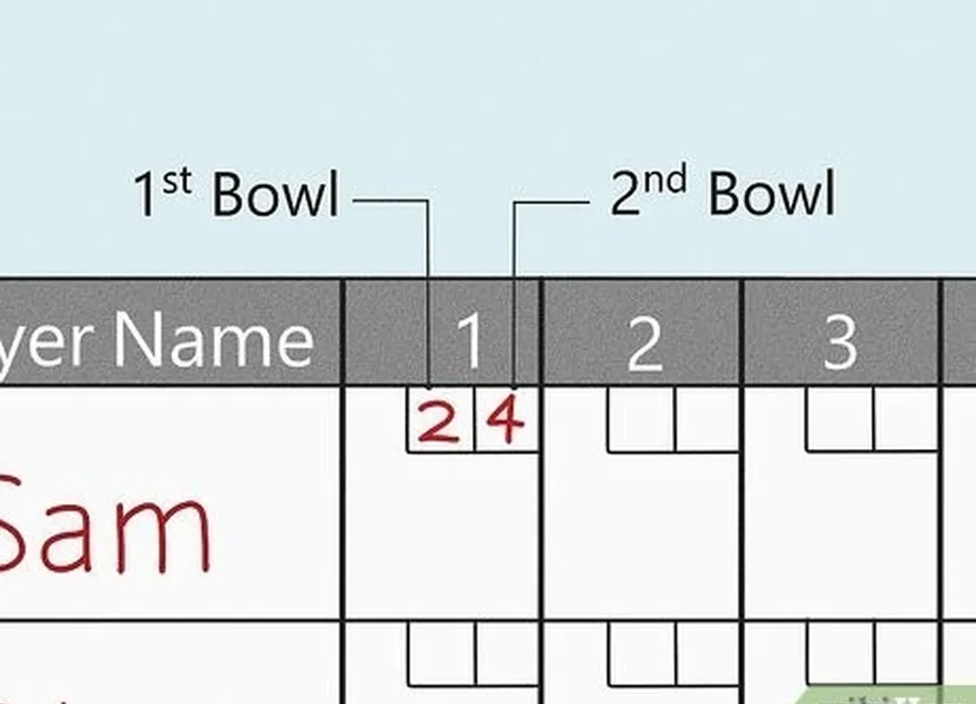 Etapa 2 Escreva o número de pinos que você derrubou em cada jogada nas caixas pequenas.