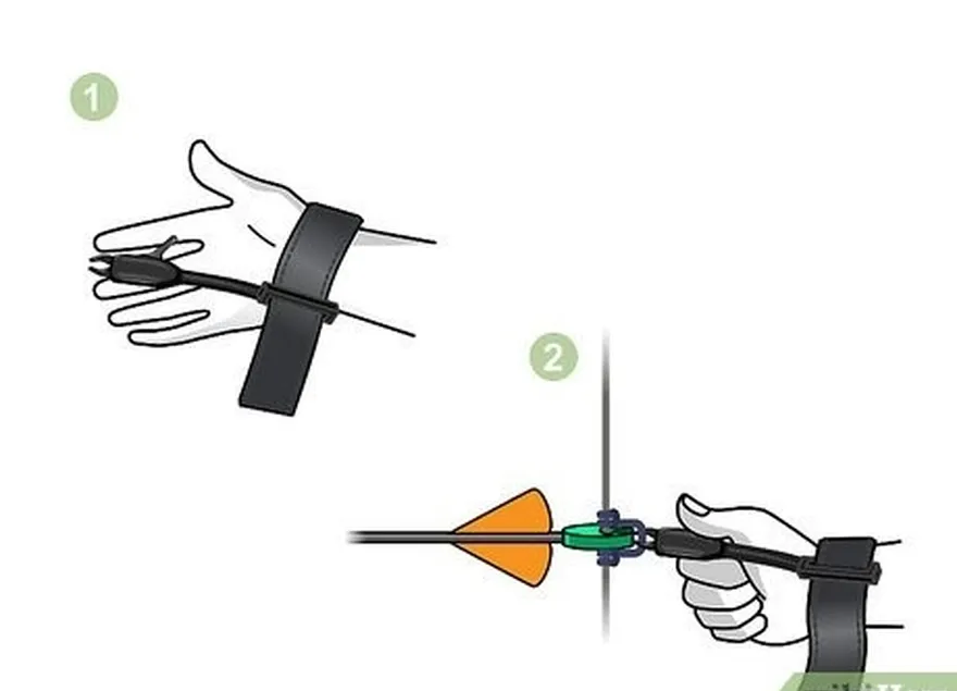 Passo 4 Fixe o seu dispositivo de libertação mecânico à corda do arco onde a seta se prende.
