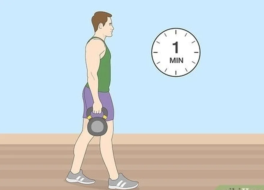 Etapa 3: Faça exercícios pesados's walks for 1 minute at a time.