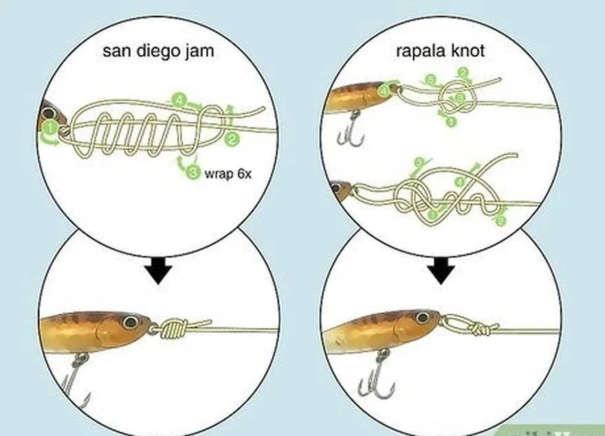 Etapa 1 Prenda a isca à vara de pesca com um nó.