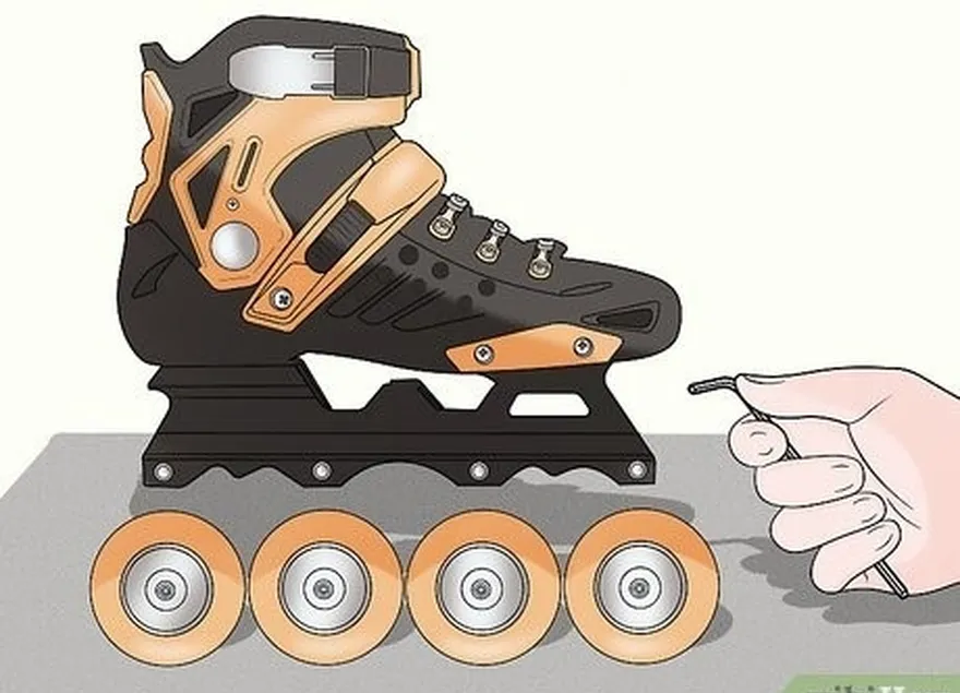 Etapa 3 Remova as rodas de seus patins usando uma chave inglesa ou hexagonal.