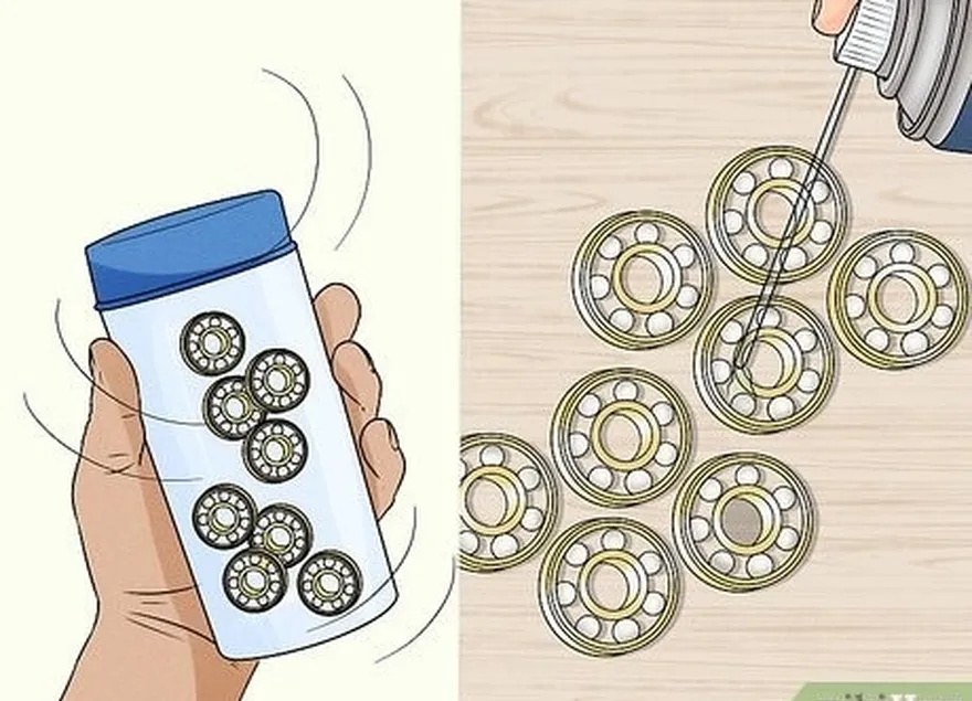 Etapa 7 Limpe os rolamentos com um detergente para rolamentos e lubrifique-os com lubrificante para rolamentos.