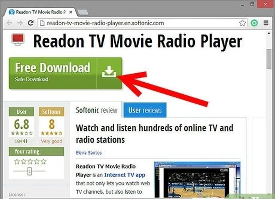 Passo 1 Vá para www.softonic.com e baixe o Readon TV Movie Radio Player gratuitamente.