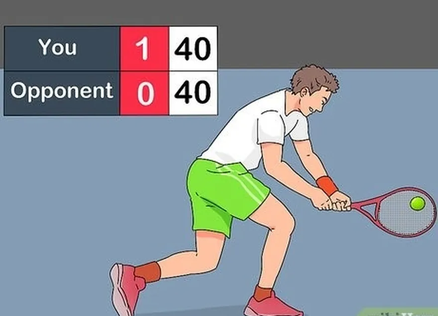 Etapa 3: Empurre à frente de seu oponente por 2 pontos para vencer se o placar estiver empatado em 40-40.